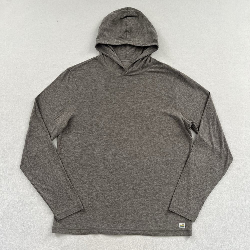 Vuori Men Strato Tech Hoodie Heather Grey Brown Long Sleeve Tee Shirt V1019 L